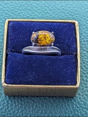 ✨ Honey Amber Ring in Sterling Silver 🧡